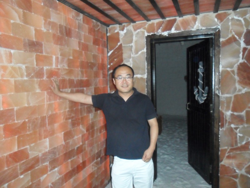 customer vist himalayan salt tiles room